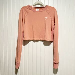 Gymshark Pink Cropped Long Sleeve Gym Training Sweatshirt Size Medium